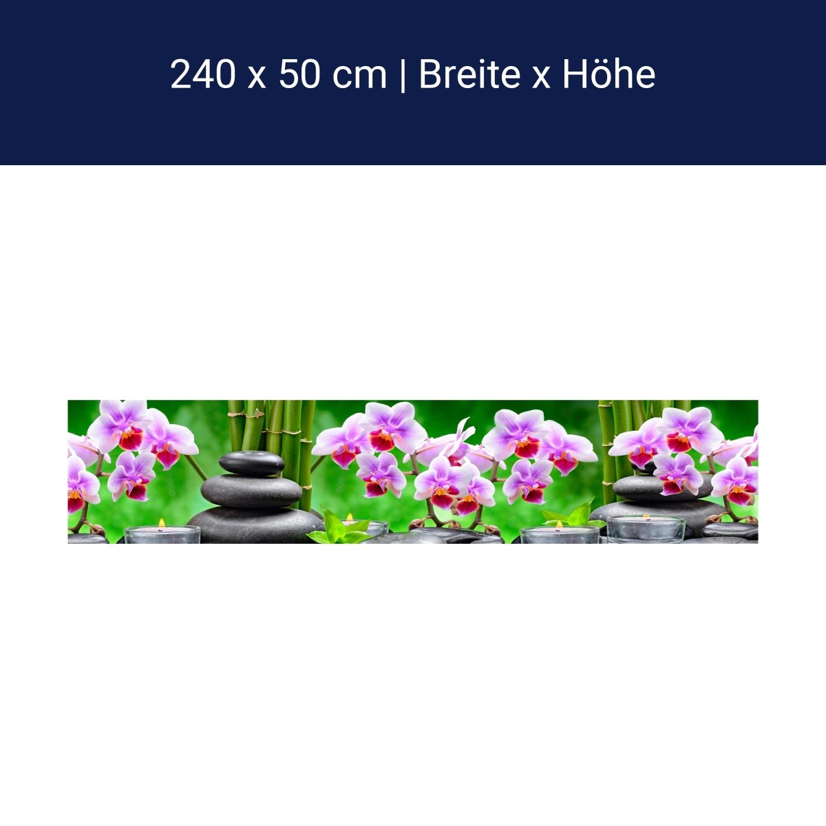 Küchenrückwand Steine schwarz orchidee bambus kerzen M1350