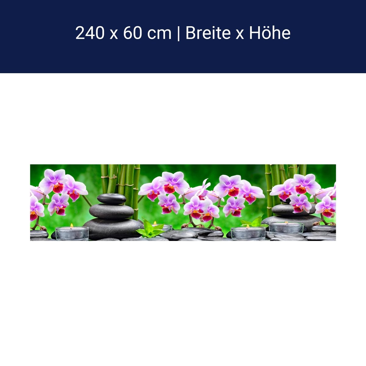 Crédence cuisine pierres orchidée noire bougies bambou M1350