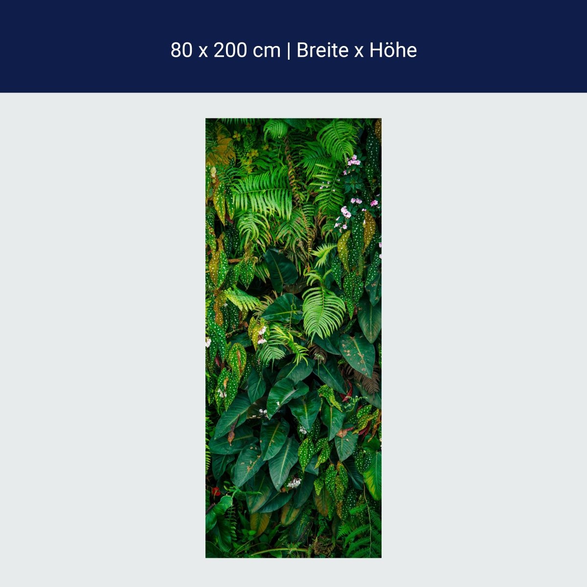 Türtapete Wand aus Blättern, Urwald, Natur, Grün M1352