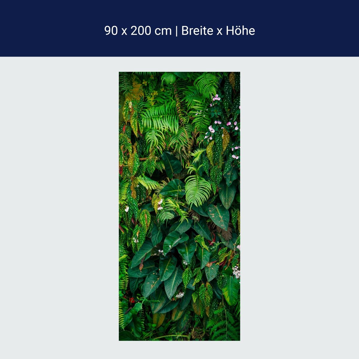 Türtapete Wand aus Blättern, Urwald, Natur, Grün M1352