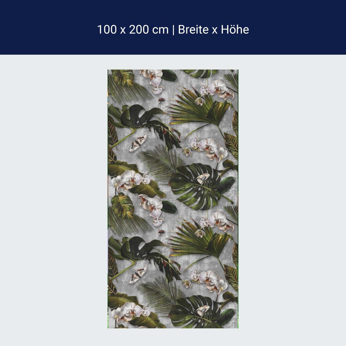 Papier Peint Porte Feuilles De Palmier Fleurs Grunge Béton M1359