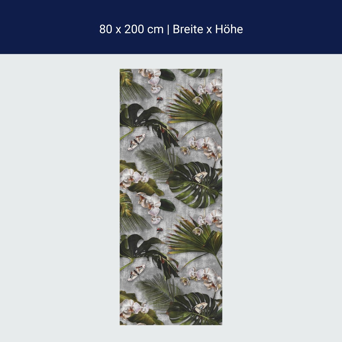 Papier Peint Porte Feuilles De Palmier Fleurs Grunge Béton M1359