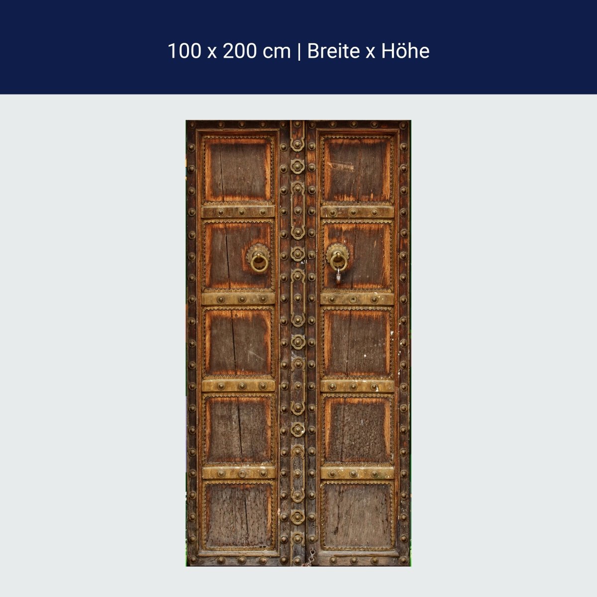 Porte papier peint porte médiévale, bois, métal M1371