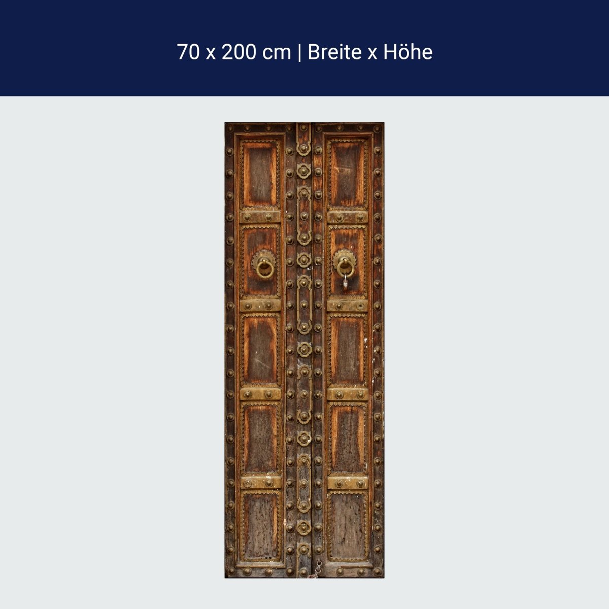 Porte papier peint porte médiévale, bois, métal M1371