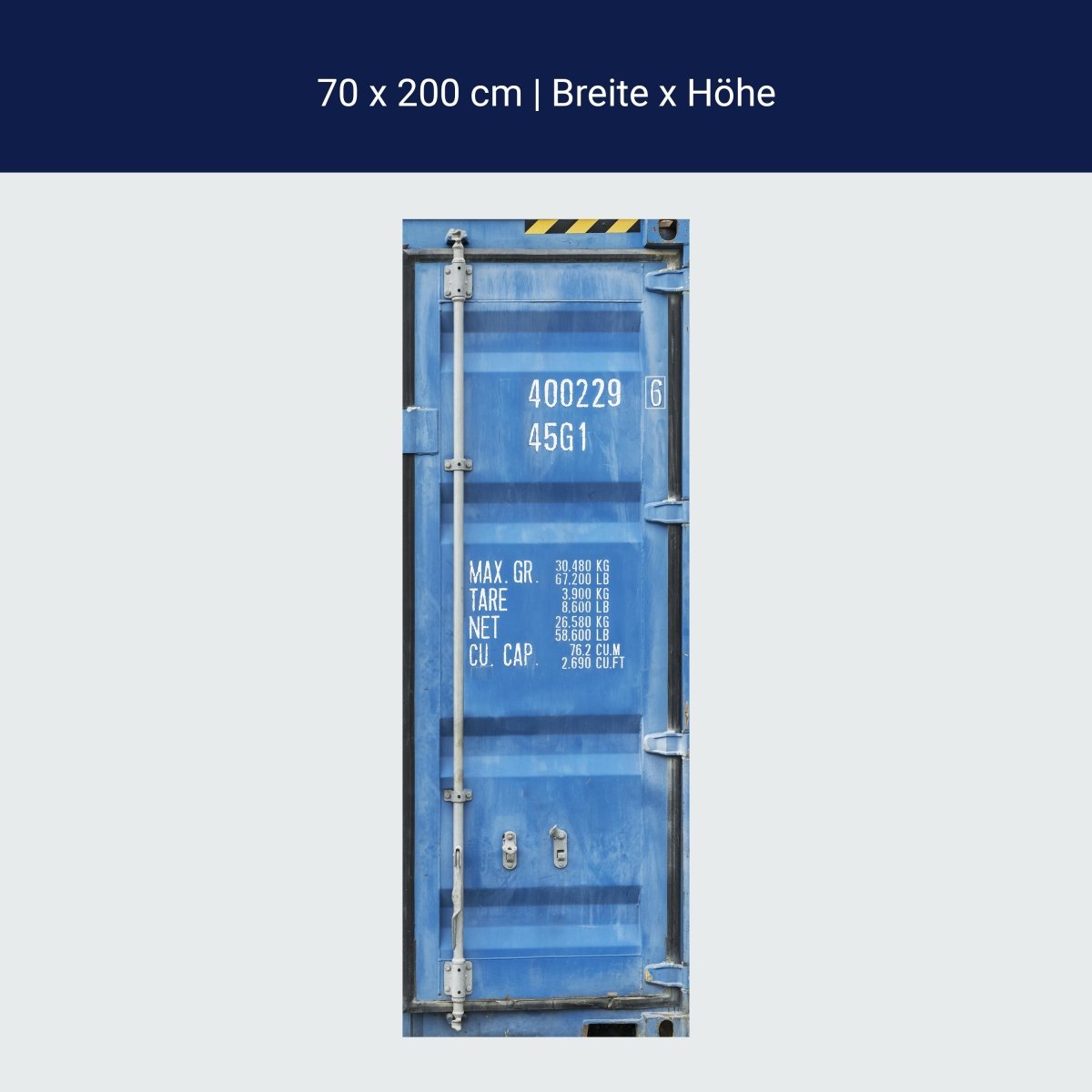 Door wallpaper container door, metal, blue, number M1376