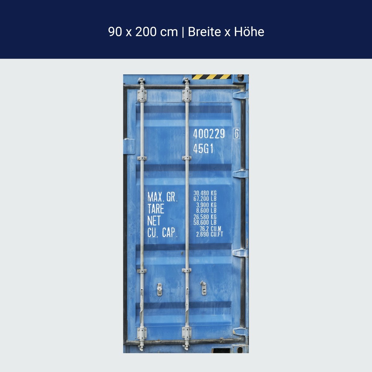 Porte papier peint porte conteneur, métal, bleu, numéro M1376