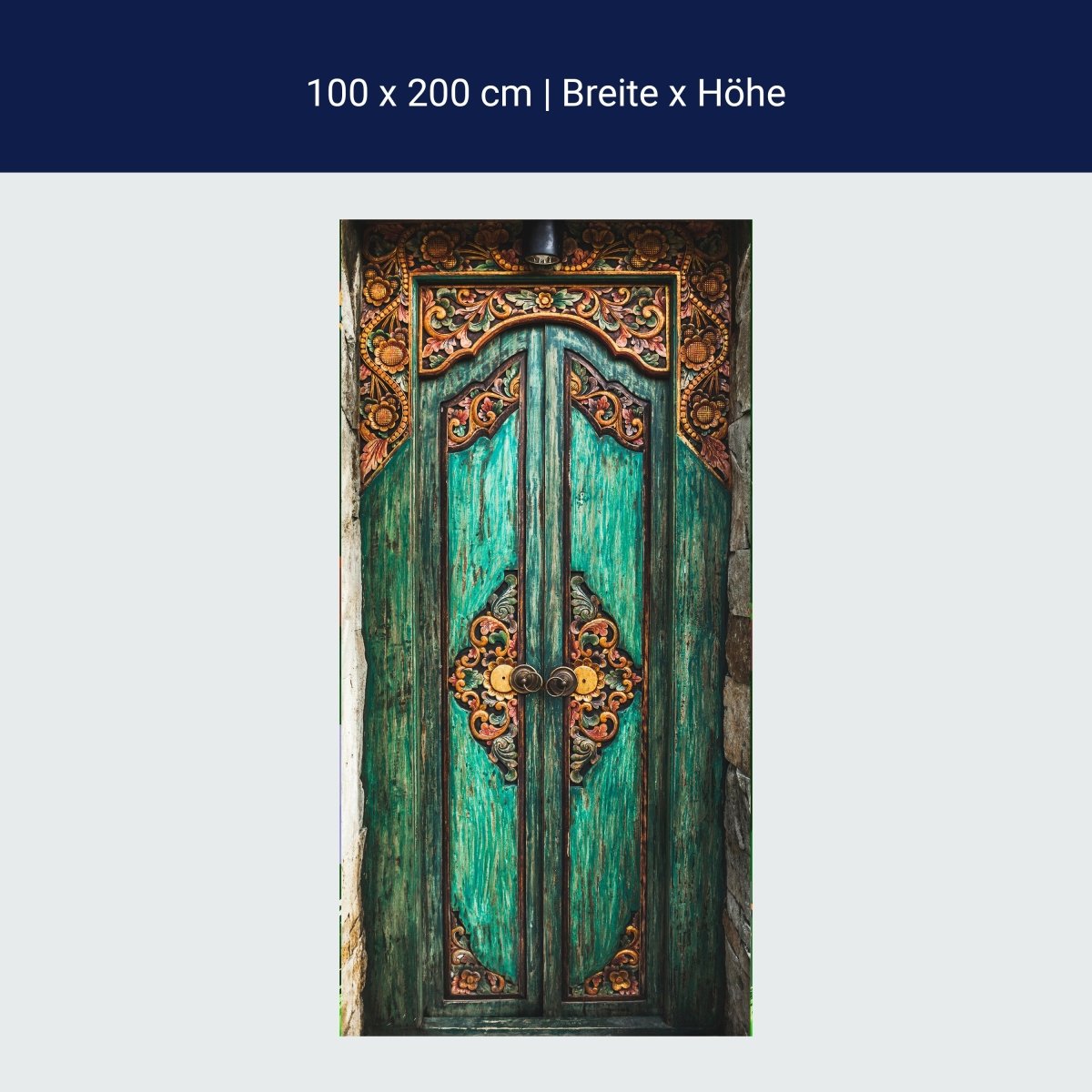 Papier peint de porte décoré porte en bois, vert, porte, décoration M1378