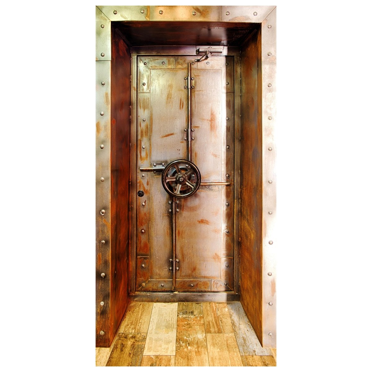 Türtapete rostige Metall Tür mit Dreh Rad, Tresor M1383 - Bild 2