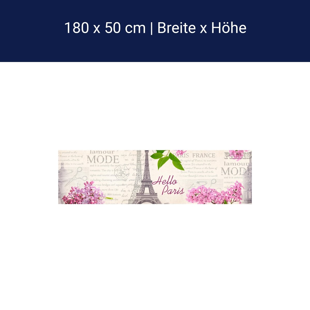 Crédence de cuisine Paris Tour Eiffel fleurs rose texte rose M1389
