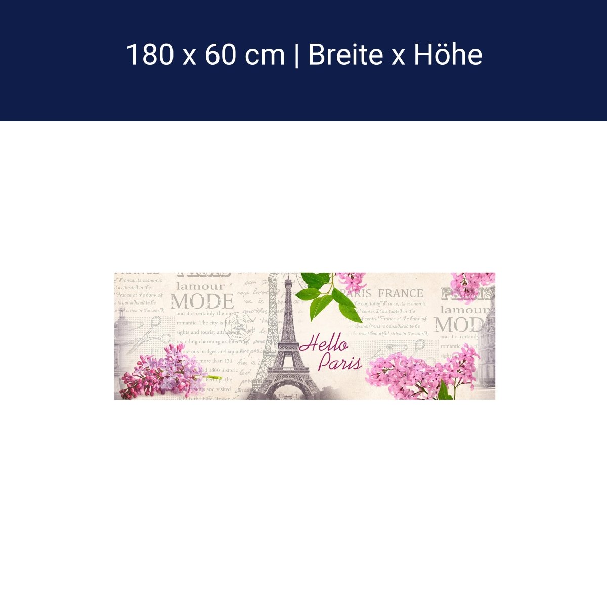 Crédence de cuisine Paris Tour Eiffel fleurs rose texte rose M1389