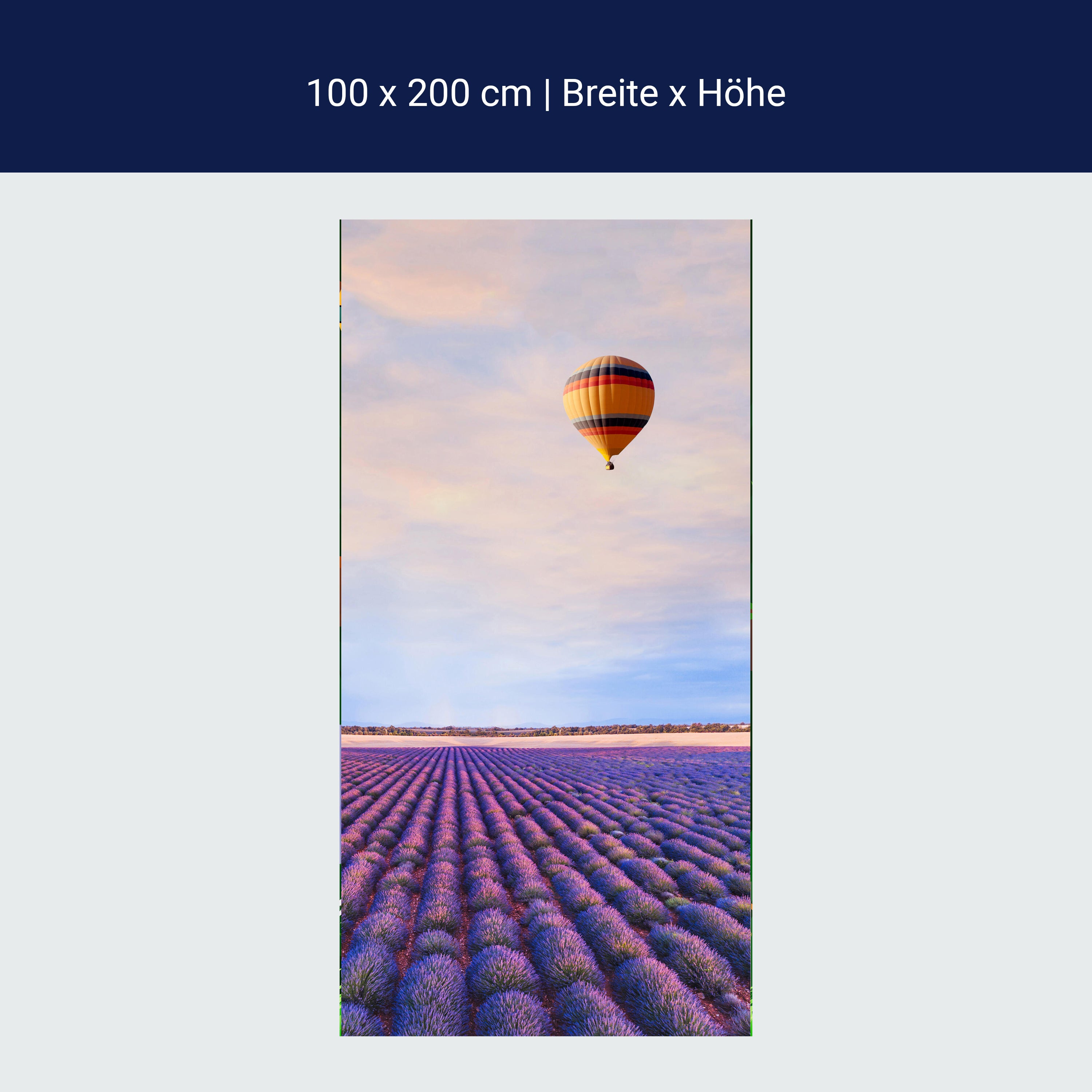 Door wallpaper lavender, field, hot air balloon M1425