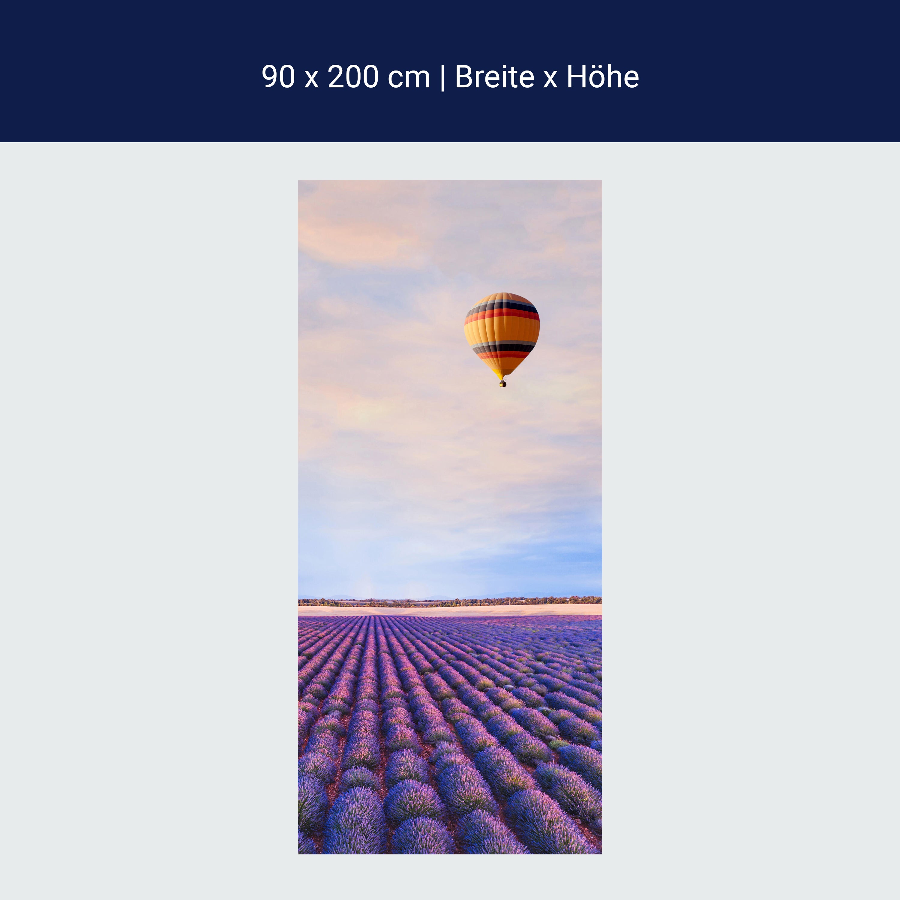 Door wallpaper lavender, field, hot air balloon M1425