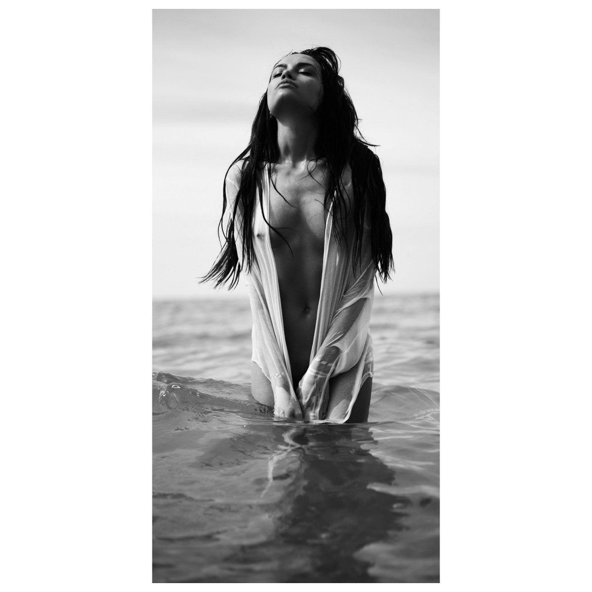 Türtapete Frau, Model, Meer, schwarz weiß M1440 - Bild 2