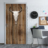 Door wallpaper cow, skull, skull, western, wood M1444