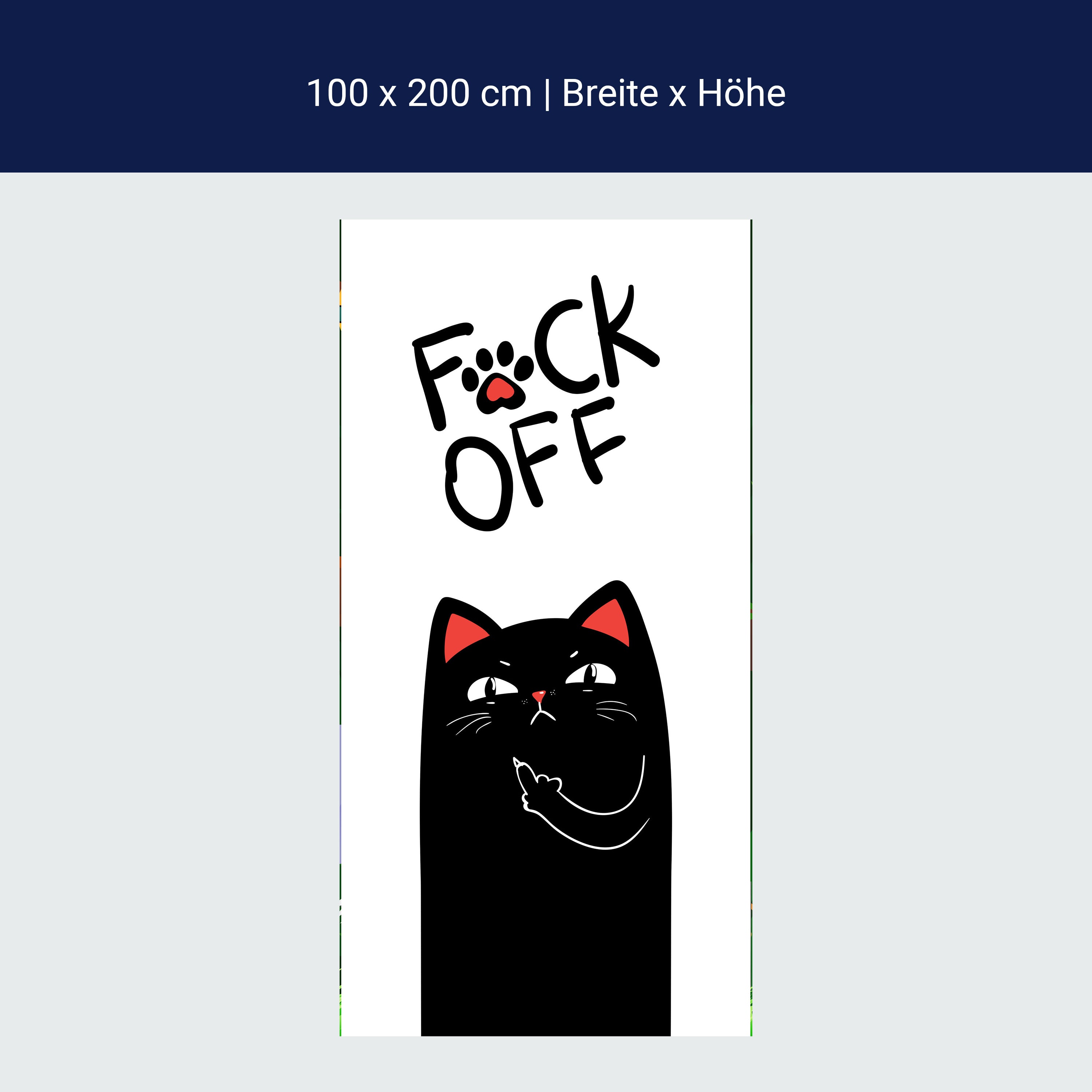Türtapete schwarze Katze, Fuck Off M1468