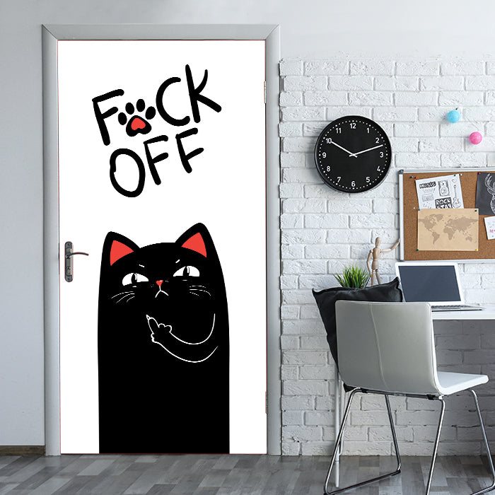 Türtapete schwarze Katze, Fuck Off M1468 - Bild 1