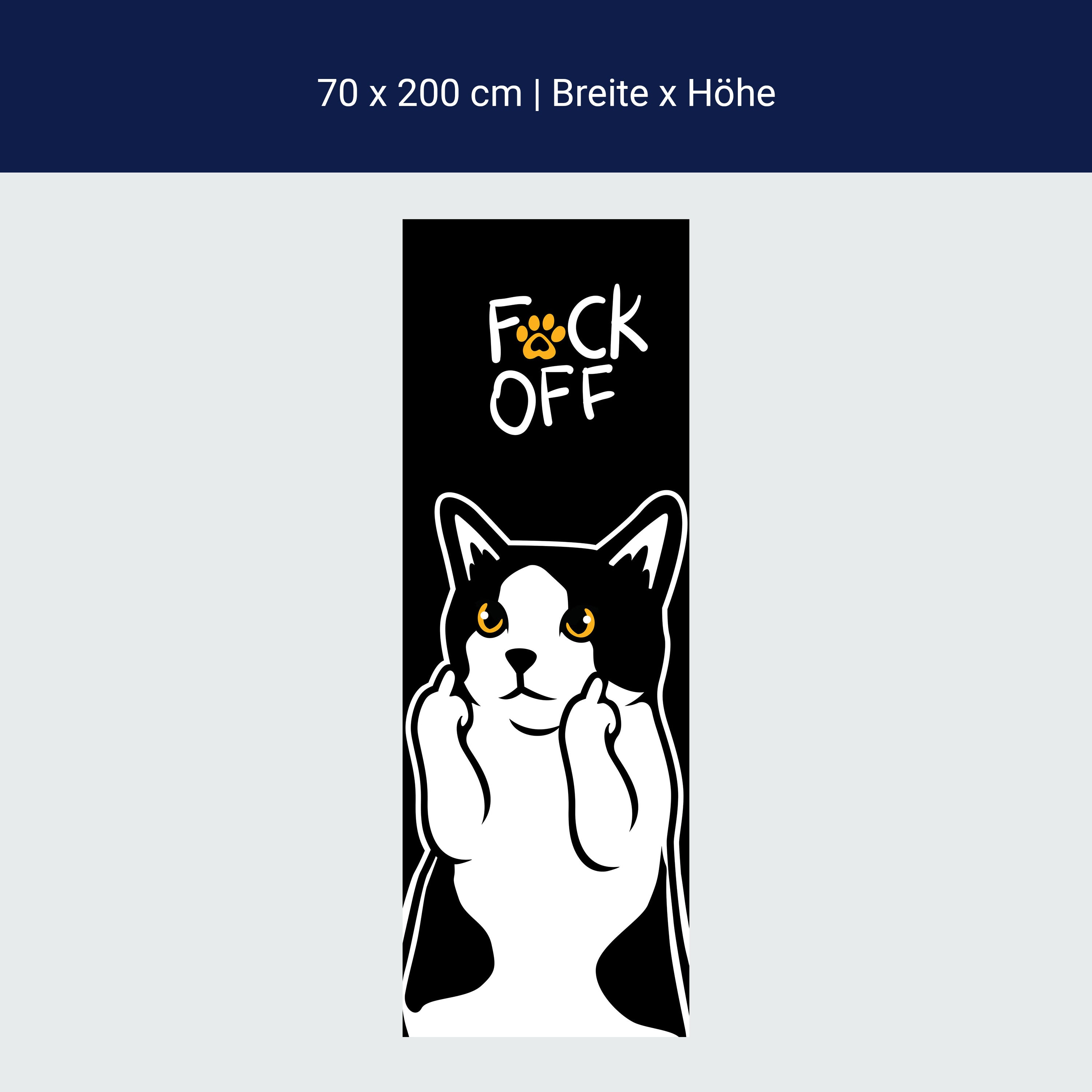 Door wallpaper cat, middle finger, fuck off M1470