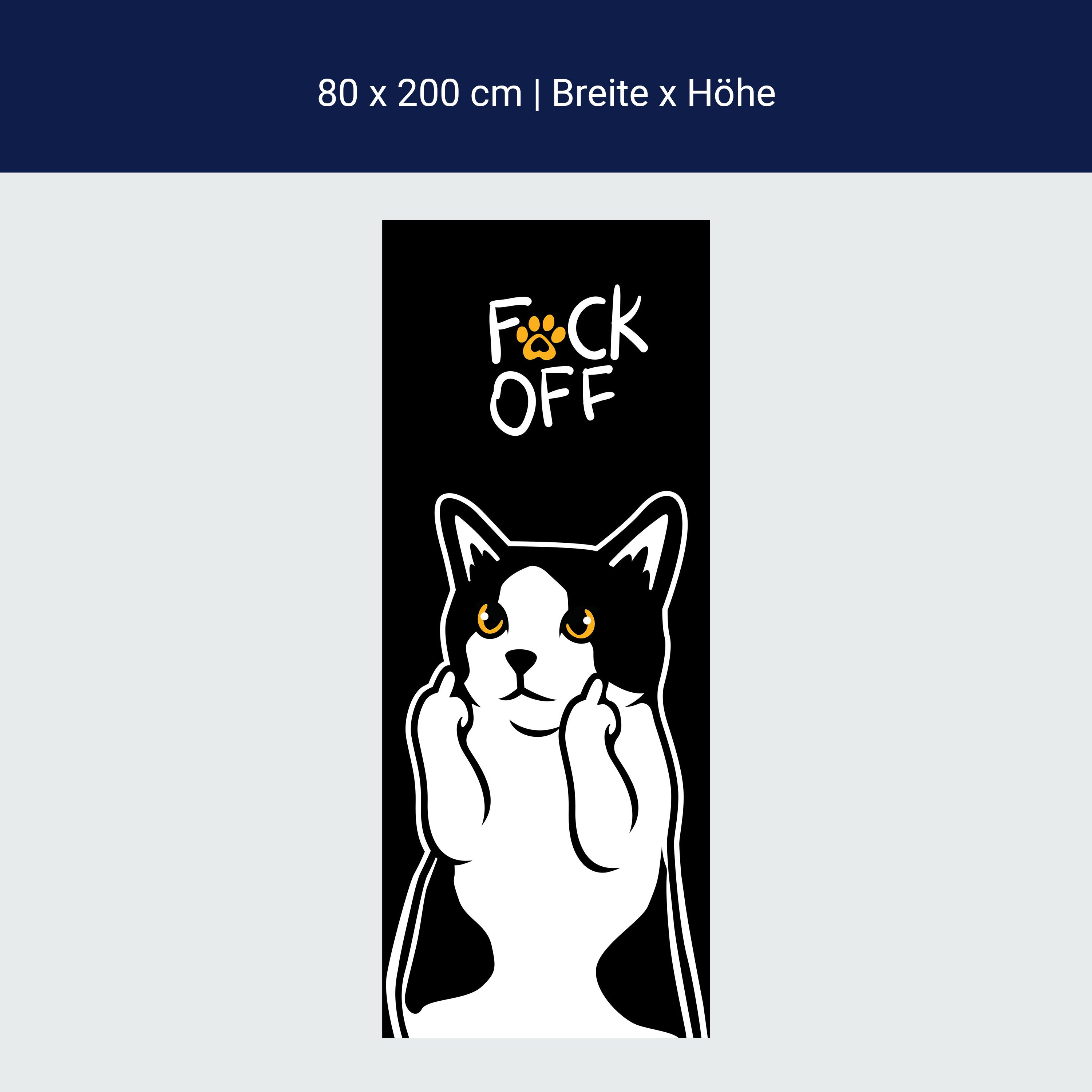 Door wallpaper cat, middle finger, fuck off M1470