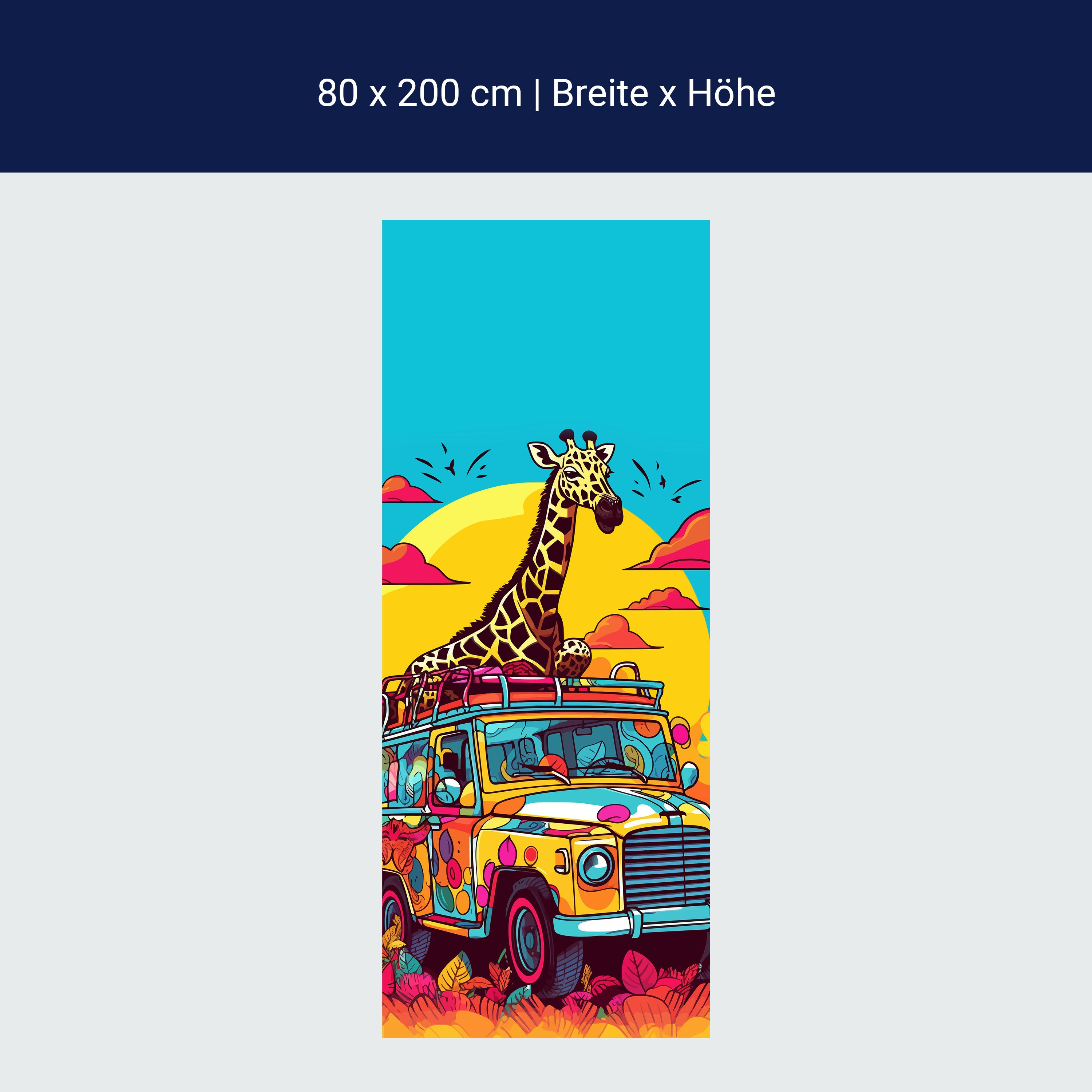 Türtapete Giraffe, Jeep, Safari, Illustration M1475