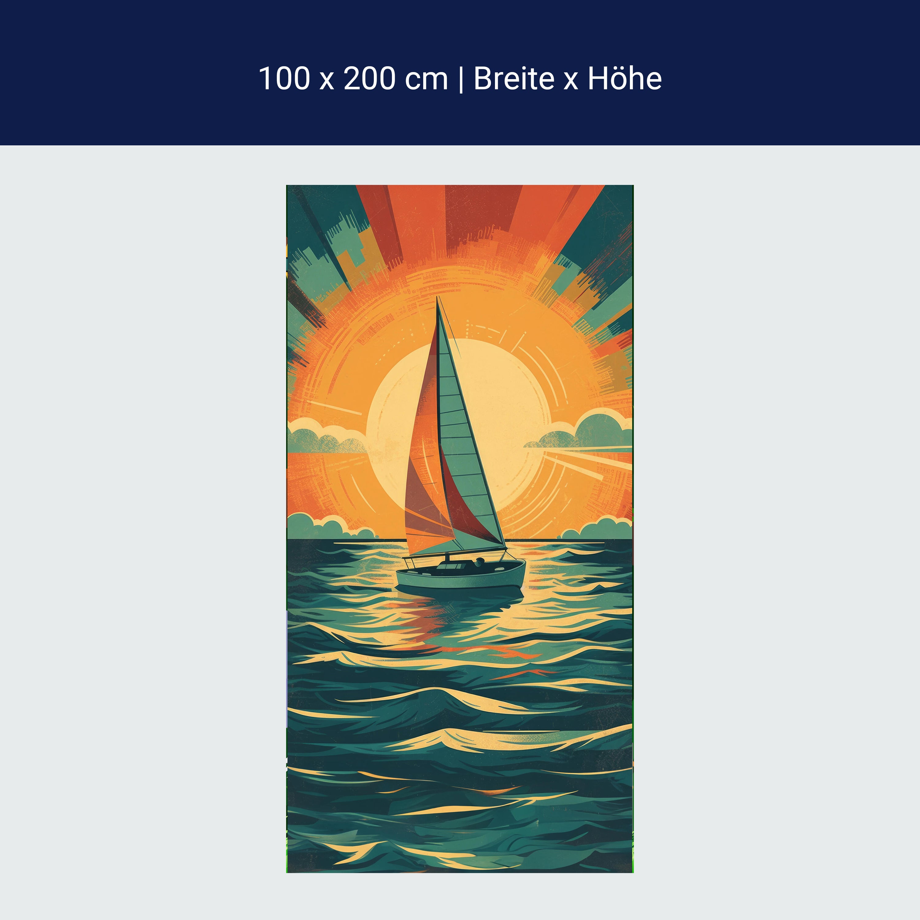Türtapete Segelboot, Sonne, Illustration M1485