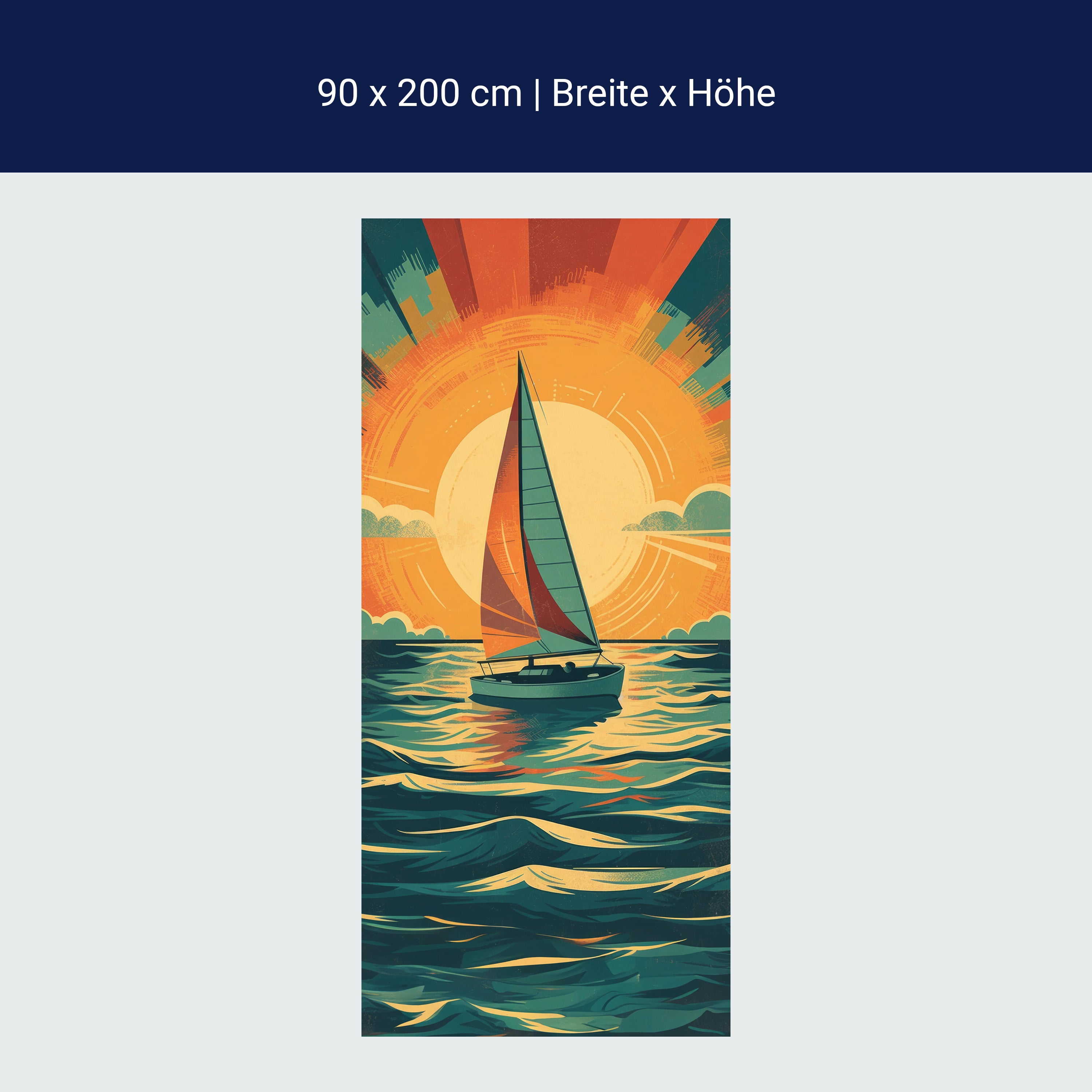 Türtapete Segelboot, Sonne, Illustration M1485