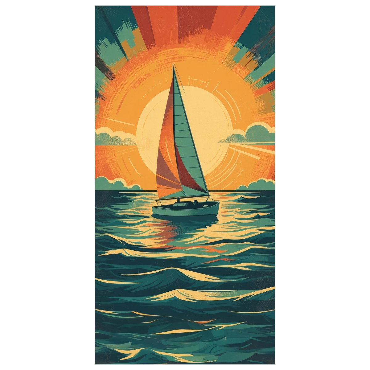 Türtapete Segelboot, Sonne, Illustration M1485 - Bild 2