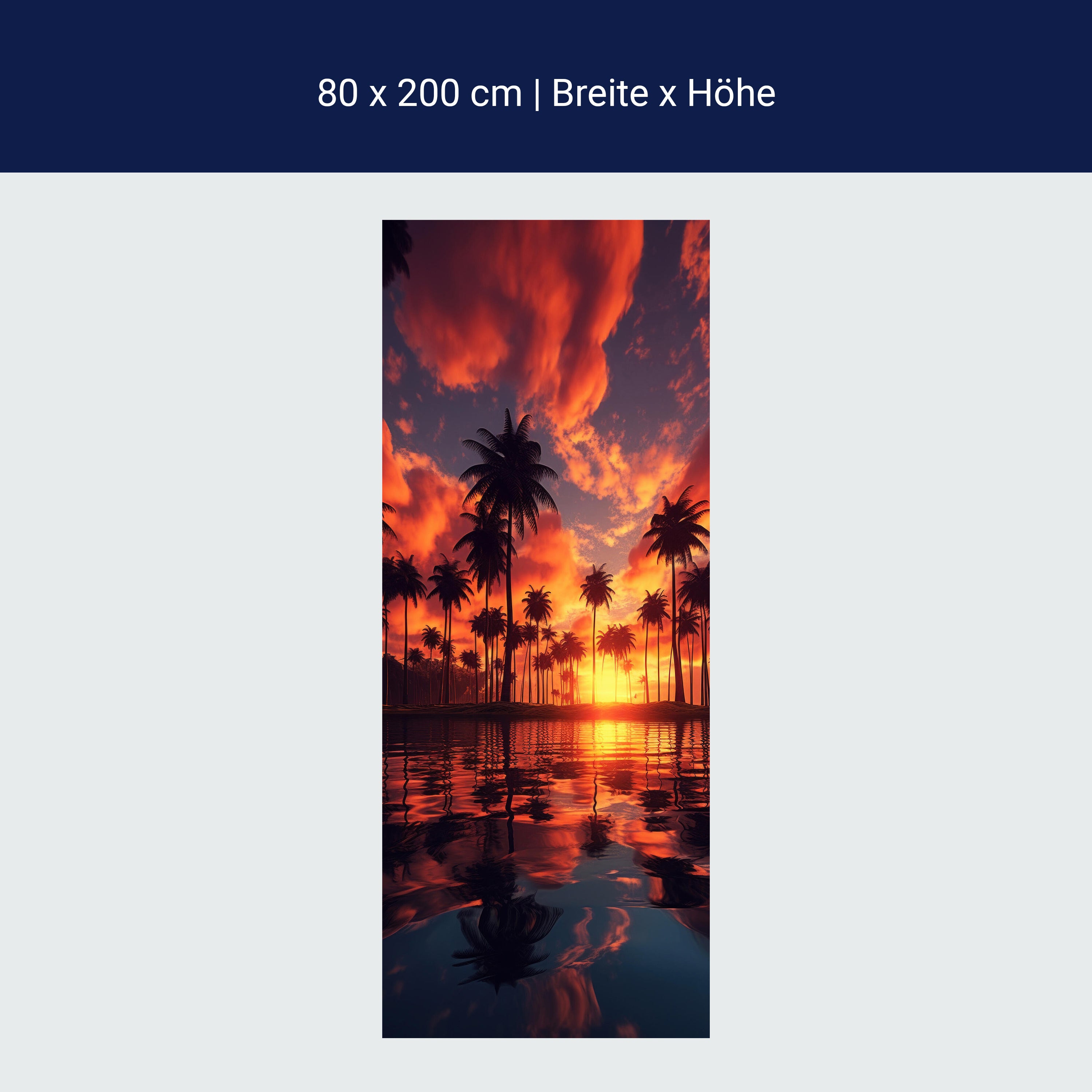 Türtapete Palmen, Strand, Sonnenuntergang M1488