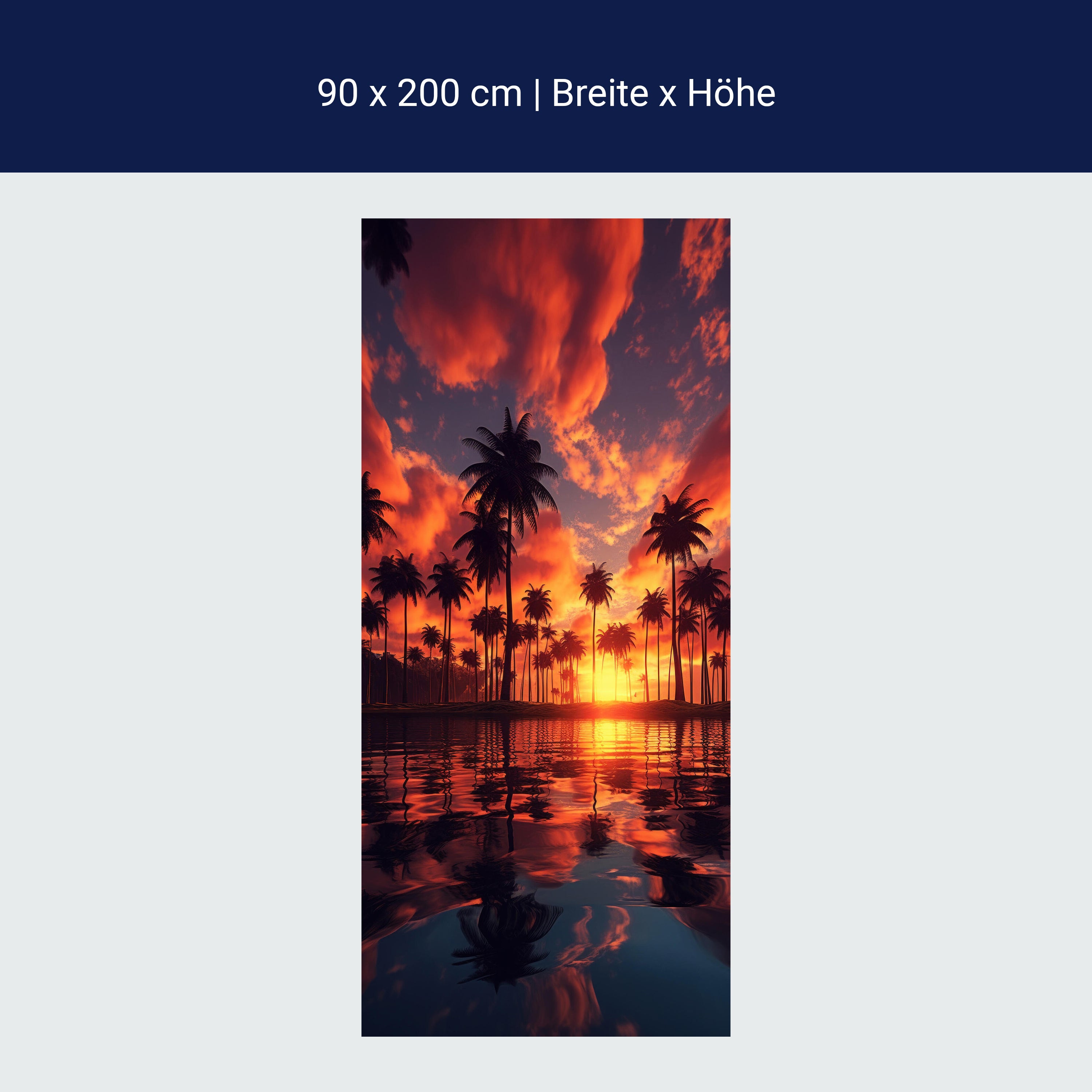 Türtapete Palmen, Strand, Sonnenuntergang M1488