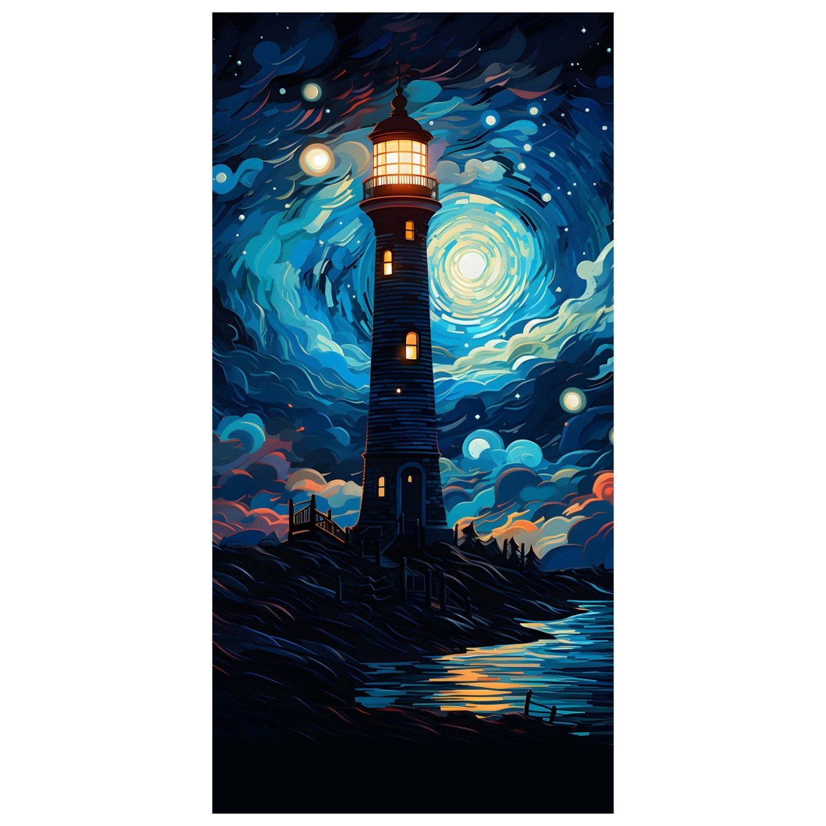 Türtapete Strand, Leuchtturm, Nacht M1492 - Bild 2