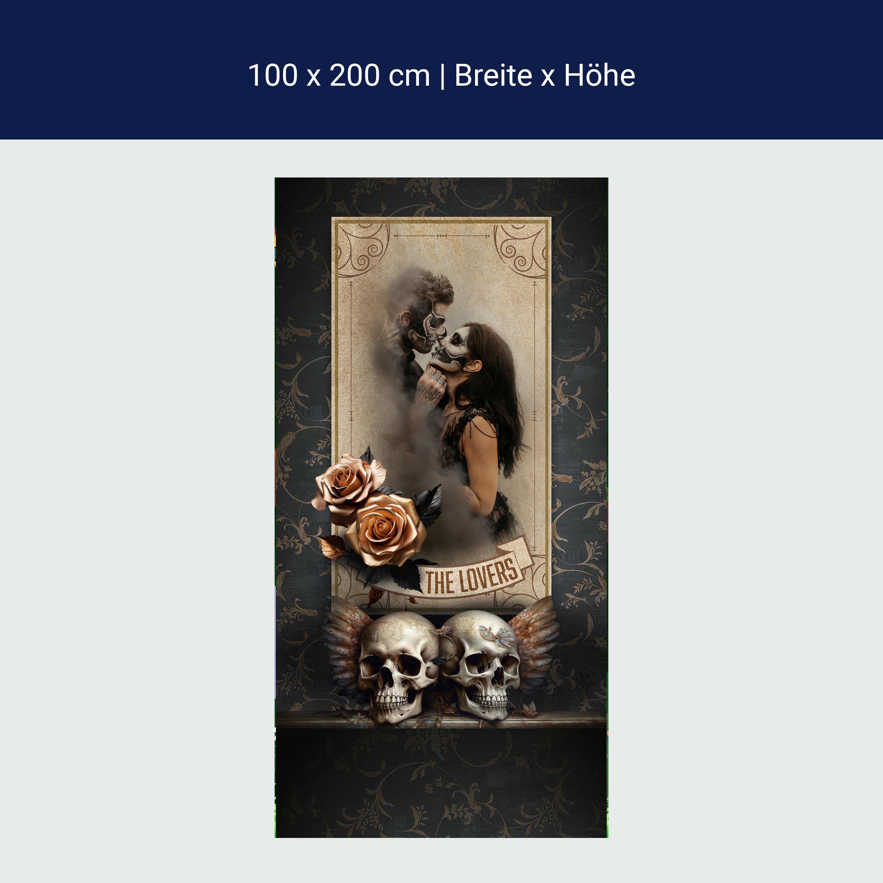 Door wallpaper skull, pair, Gothic M1499