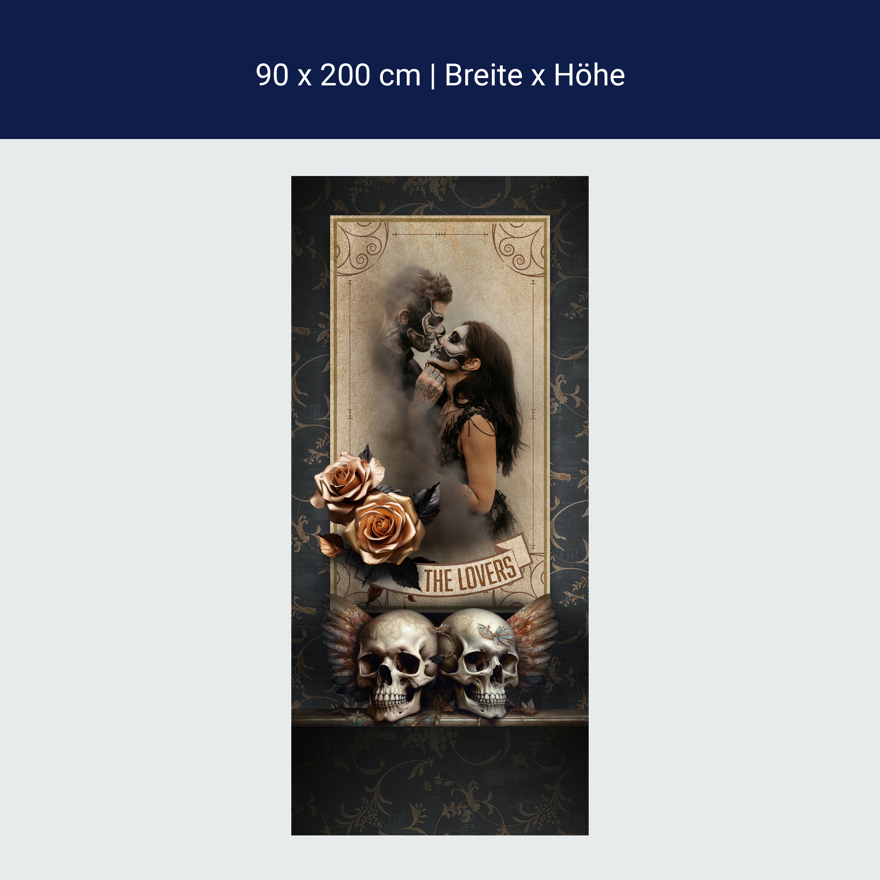 Door wallpaper skull, pair, Gothic M1499