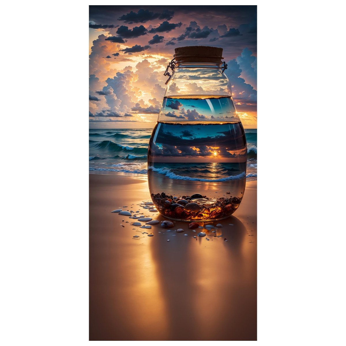 Türtapete Meer, Strand, Glasflasche M1505 - Bild 2