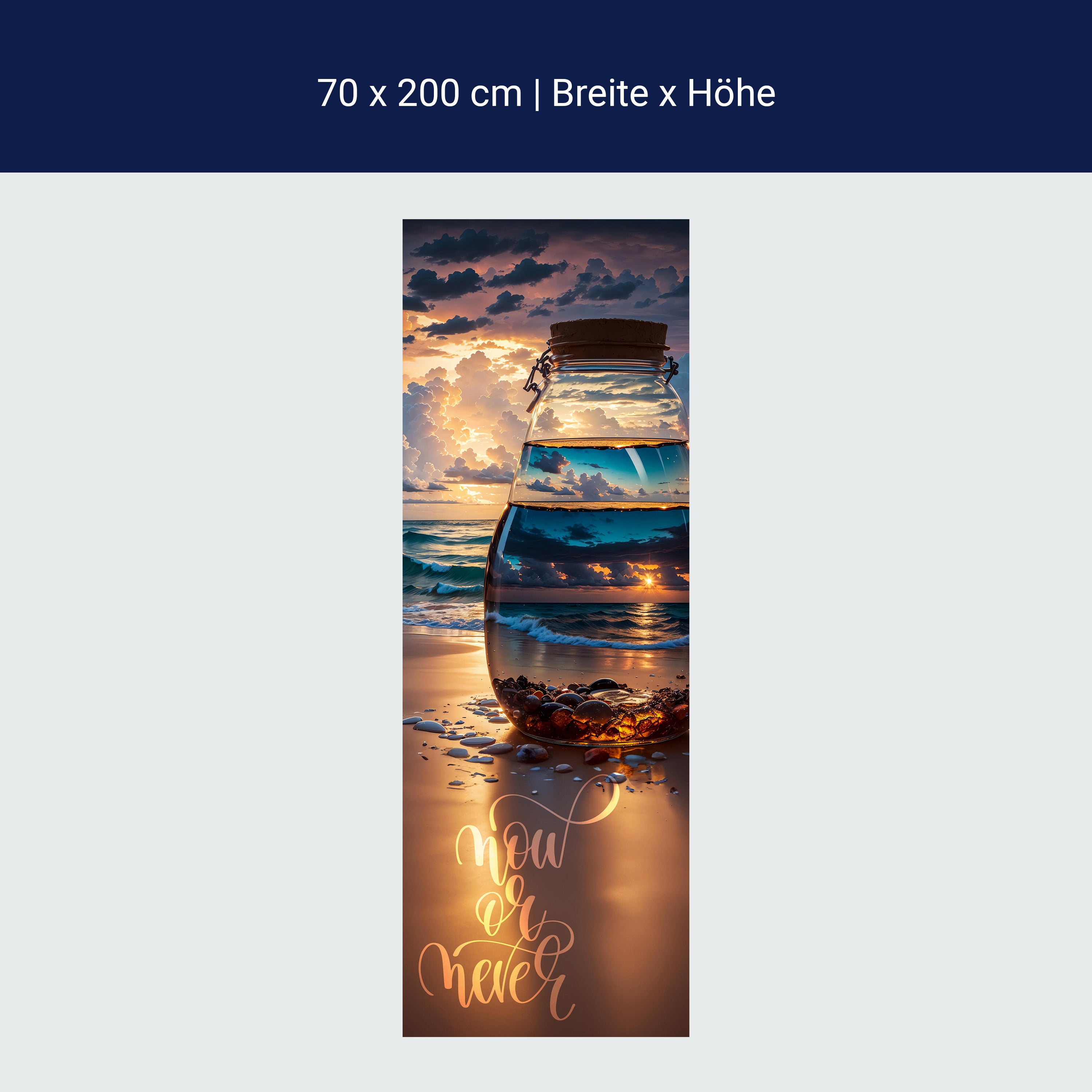 Door wallpaper sea, beach, glass bottle, saying M1507