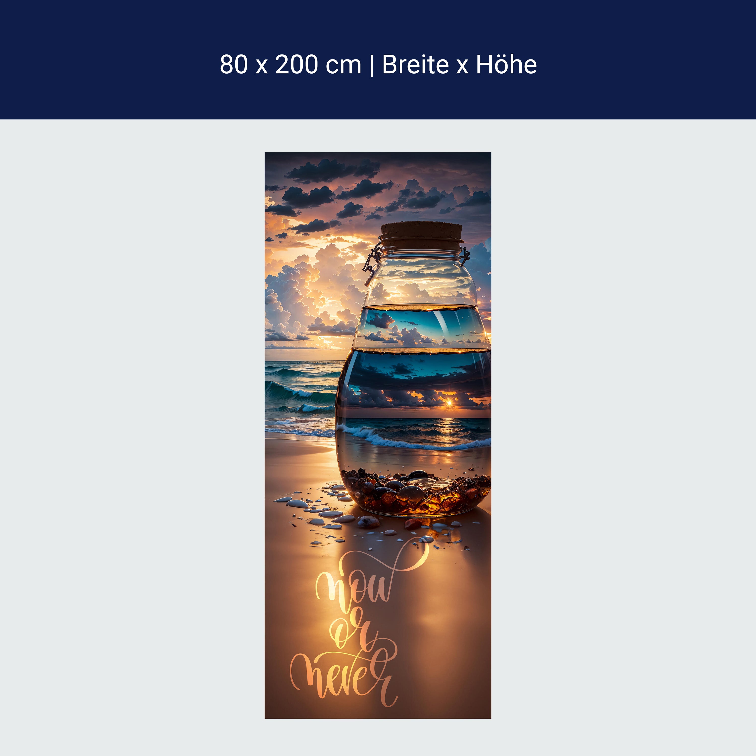 Door wallpaper sea, beach, glass bottle, saying M1507