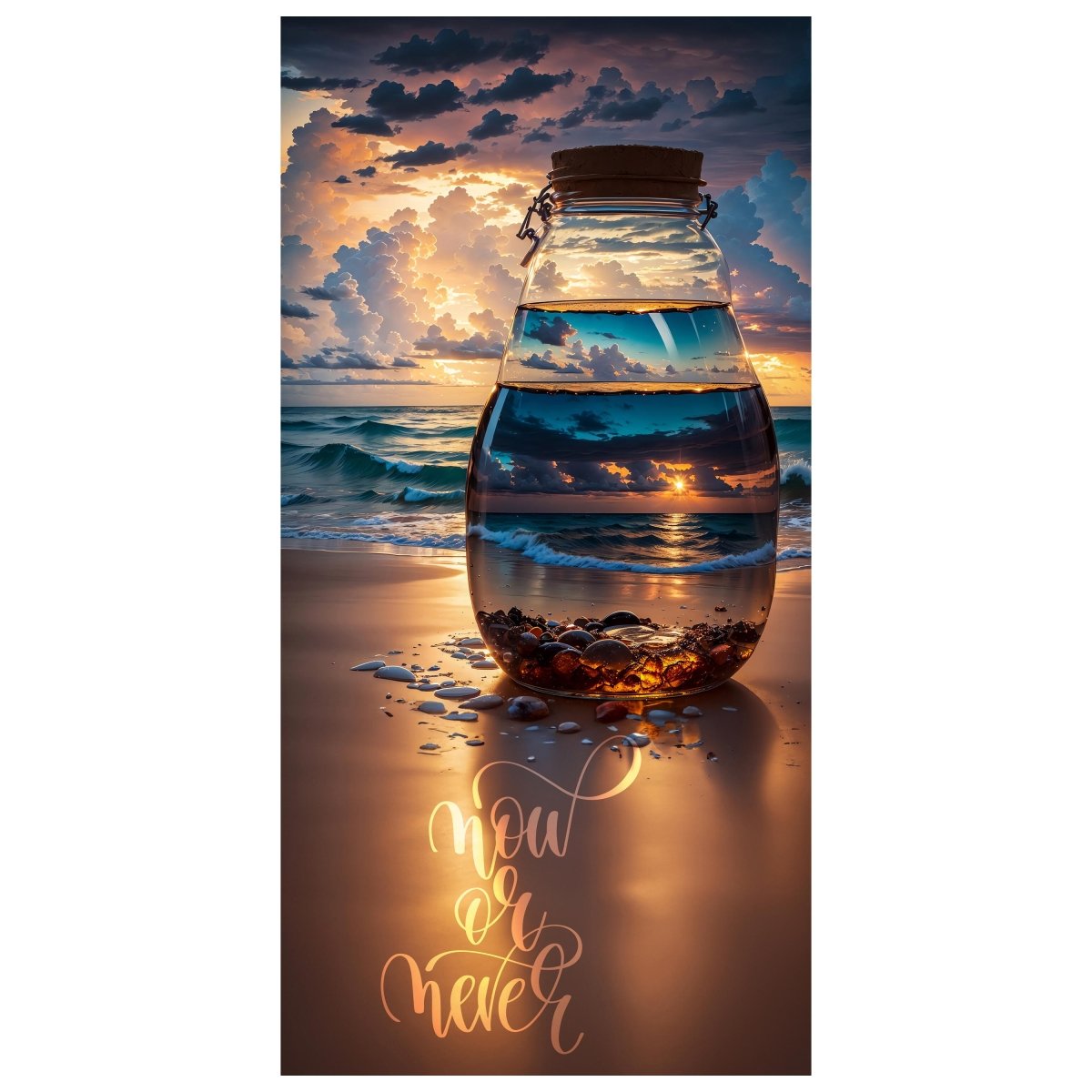 Türtapete Meer, Strand, Glasflasche, Spruch M1507 - Bild 2