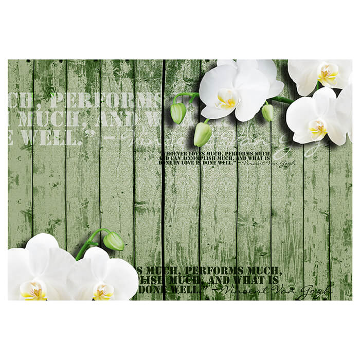 Fototapete grün Holz weiße Orchidee M1568 - Bild 2