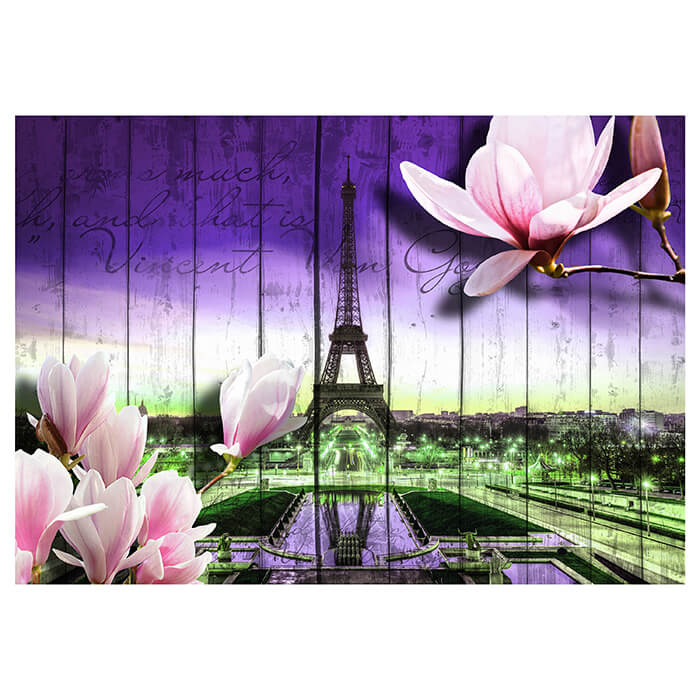 Fototapete Holz Blüten Paris Violett M1584 - Bild 2