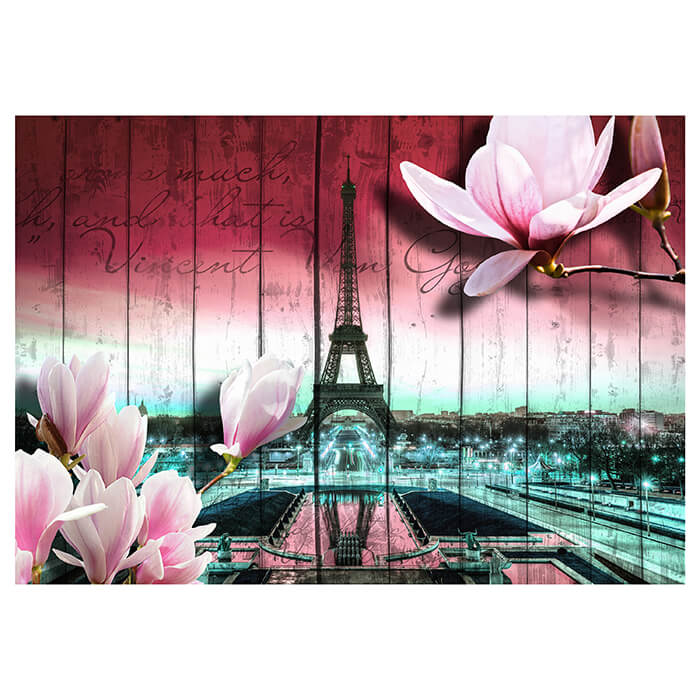 Fototapete Holz Blüten Paris Rot M1585 - Bild 2
