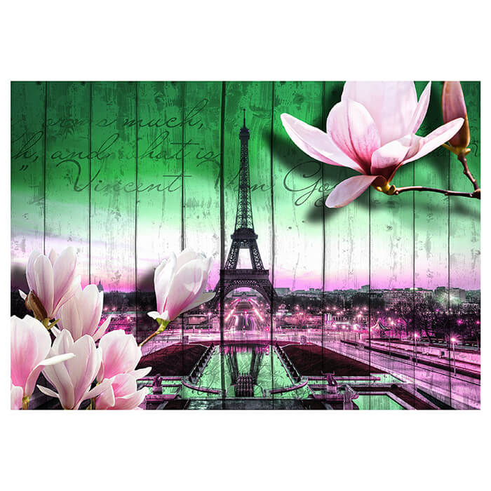 Fototapete Holz Blüten Paris Grün M1586 - Bild 2