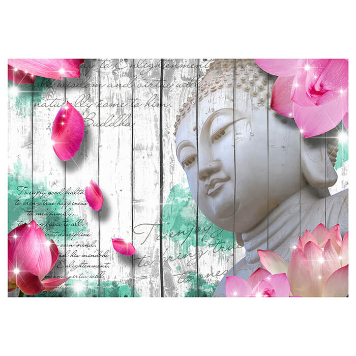 Fototapete Holz Blüten Buddha Grün M1589 - Bild 2