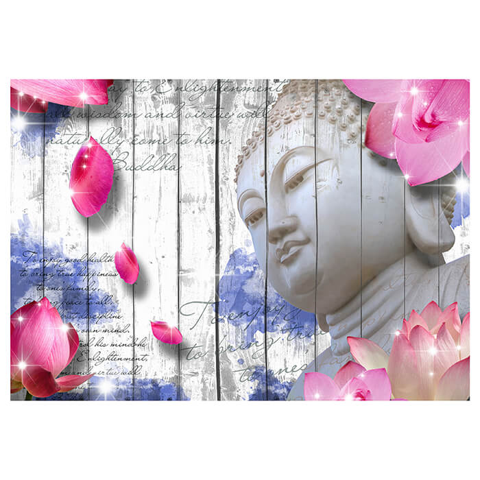 Fototapete Holz Blüten Buddha Blau M1590 - Bild 2