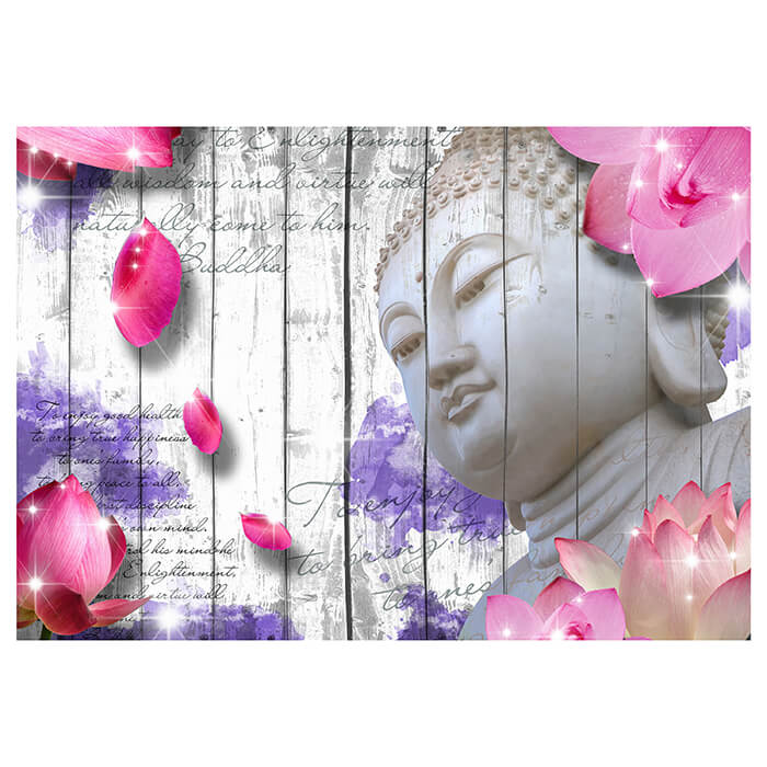 Fototapete Holz Blüten Buddha Violett M1591 - Bild 2