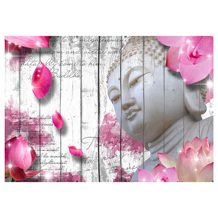 Fototapete Holz Blüten Buddha Rosa M1593 - Bild 2