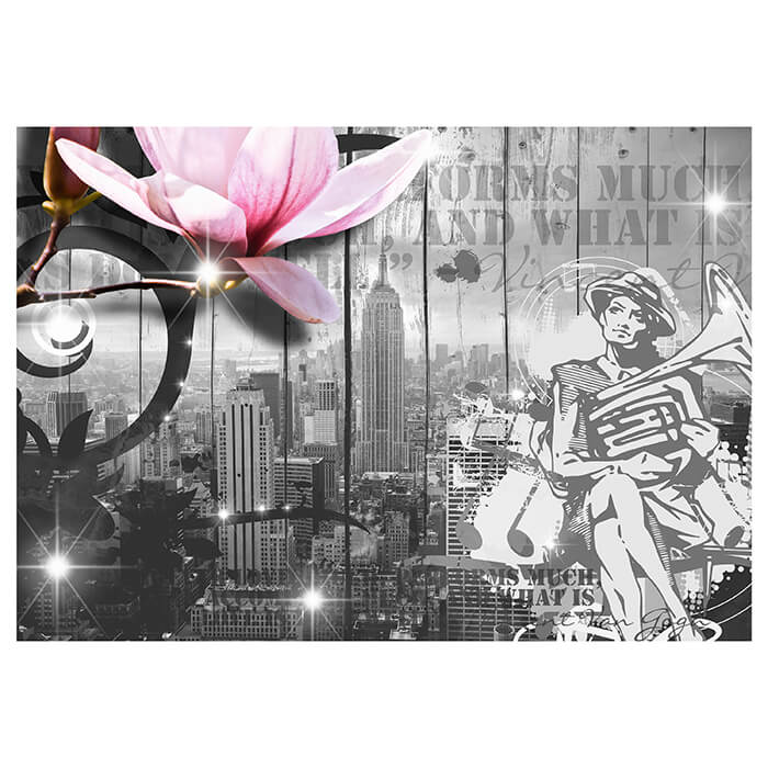 Fototapete Vintage Blüten New York Grau M1617 - Bild 2