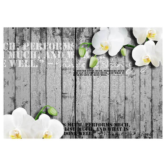 Fototapete Grau Holz weiße Orchidee M1636 - Bild 2