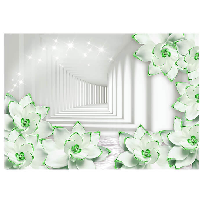 Fototapete Grün Blüten 3D Tunnel M1709 - Bild 2