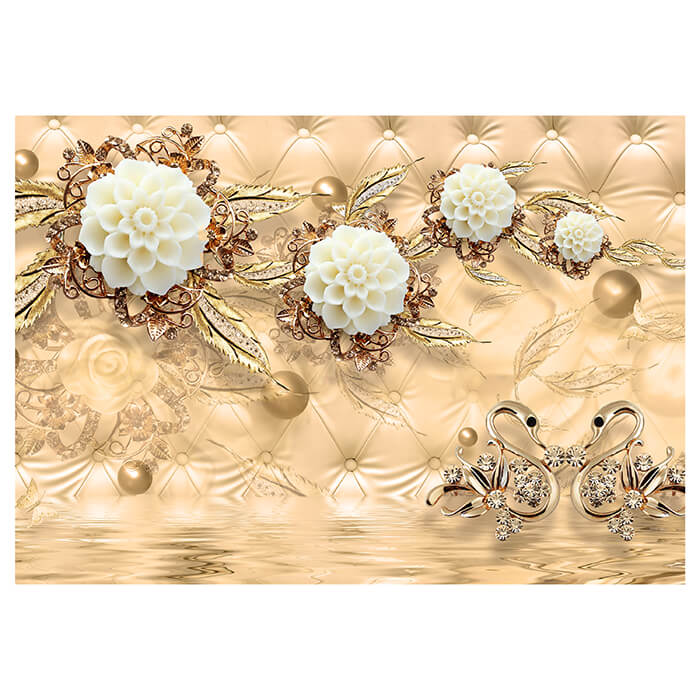 Fototapete Blumen Gold Diamanten Luxuriös Sepia M1974 - Bild 2