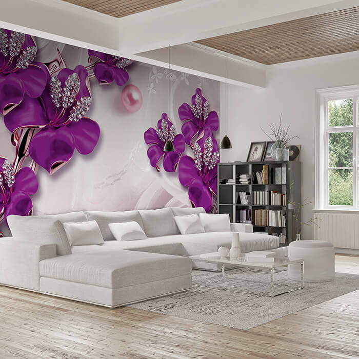 Fototapete Violett Abstrakte Blumen M2006 - Bild 1