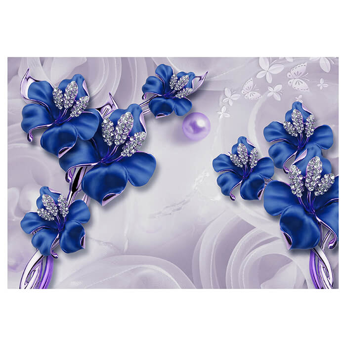 Fototapete Blau Abstrakte Blumen M2008 - Bild 2