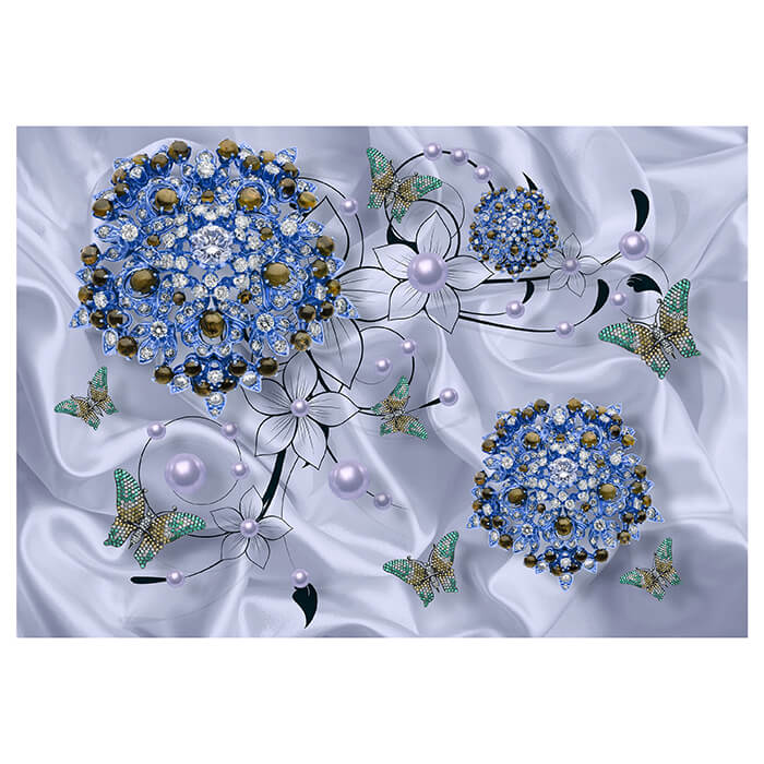 Fototapete blau Blumen M3506 - Bild 2